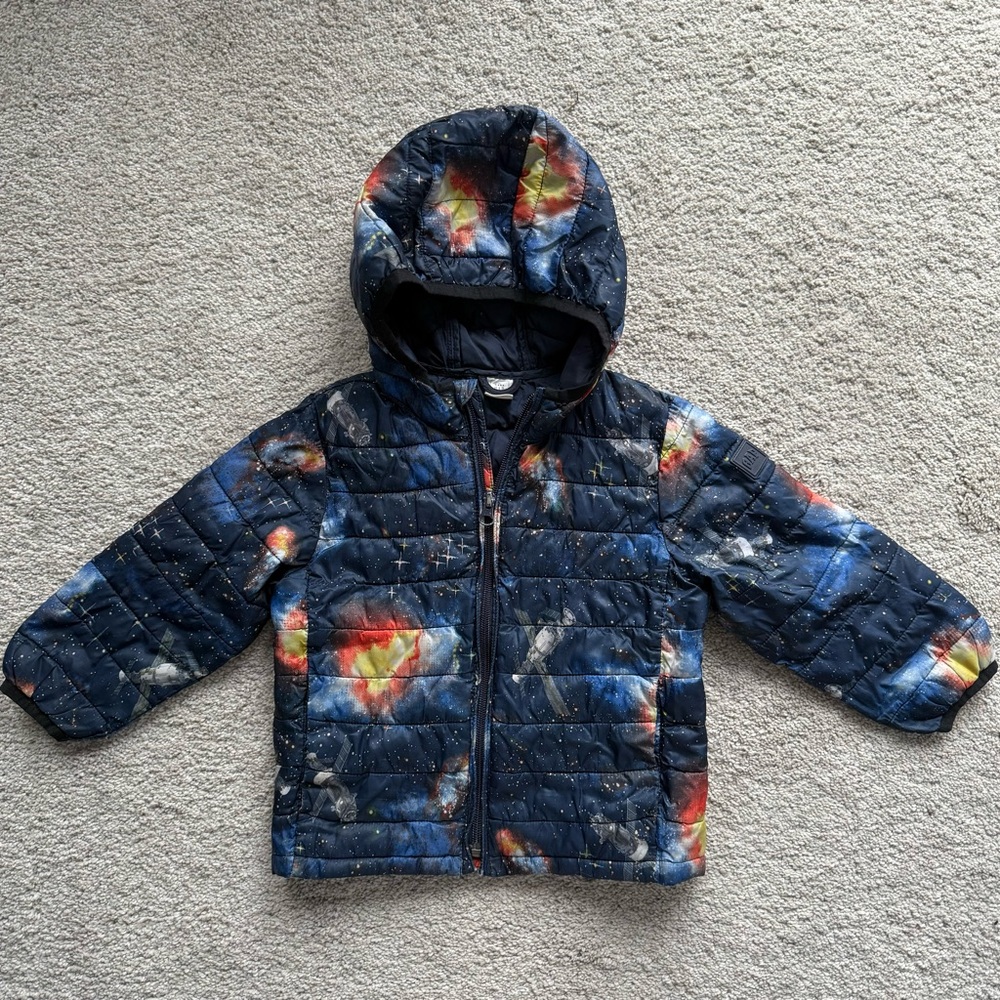 Baby Gap Galaxy Print Hooded Puffer Jacket 3T